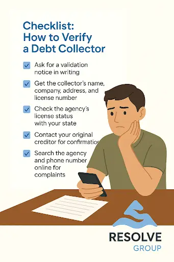 checklist how to verify a debt collector